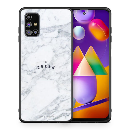 Θήκη Samsung M31s Queen Marble από τη Smartfits με σχέδιο στο πίσω μέρος και μαύρο περίβλημα | Samsung M31s Queen Marble case with colorful back and black bezels