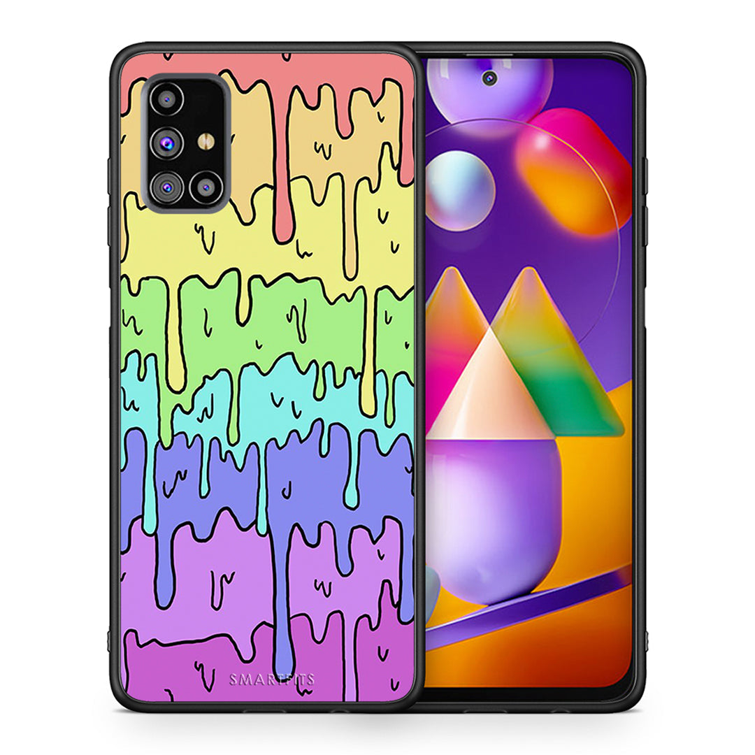 Θήκη Samsung M31s Melting Rainbow από τη Smartfits με σχέδιο στο πίσω μέρος και μαύρο περίβλημα | Samsung M31s Melting Rainbow case with colorful back and black bezels