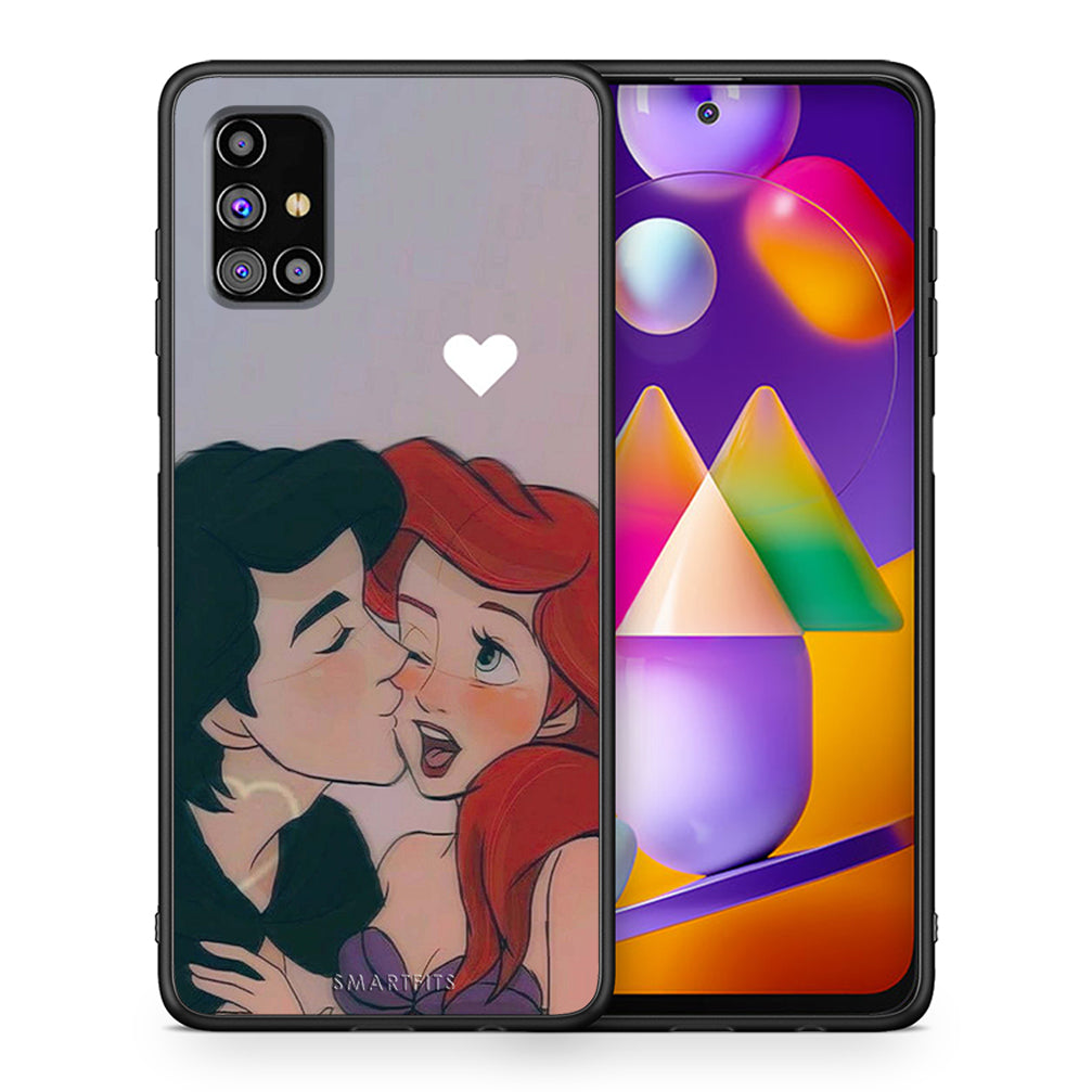 Θήκη Αγίου Βαλεντίνου Samsung M31s Mermaid Love από τη Smartfits με σχέδιο στο πίσω μέρος και μαύρο περίβλημα | Samsung M31s Mermaid Love case with colorful back and black bezels