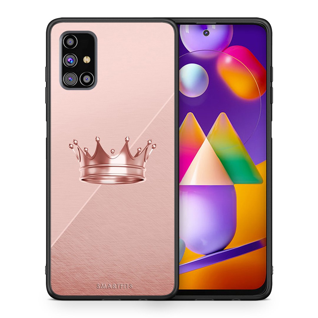 Θήκη Samsung M31s Crown Minimal από τη Smartfits με σχέδιο στο πίσω μέρος και μαύρο περίβλημα | Samsung M31s Crown Minimal case with colorful back and black bezels
