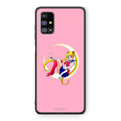 Samsung M31s Moon Girl θήκη από τη Smartfits με σχέδιο στο πίσω μέρος και μαύρο περίβλημα | Smartphone case with colorful back and black bezels by Smartfits