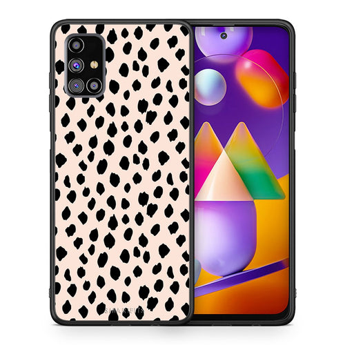 Θήκη Samsung M31s New Polka Dots από τη Smartfits με σχέδιο στο πίσω μέρος και μαύρο περίβλημα | Samsung M31s New Polka Dots case with colorful back and black bezels