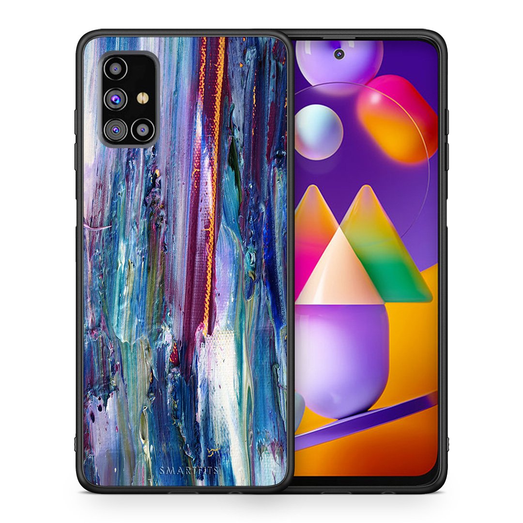 Θήκη Samsung M31s Winter Paint από τη Smartfits με σχέδιο στο πίσω μέρος και μαύρο περίβλημα | Samsung M31s Winter Paint case with colorful back and black bezels
