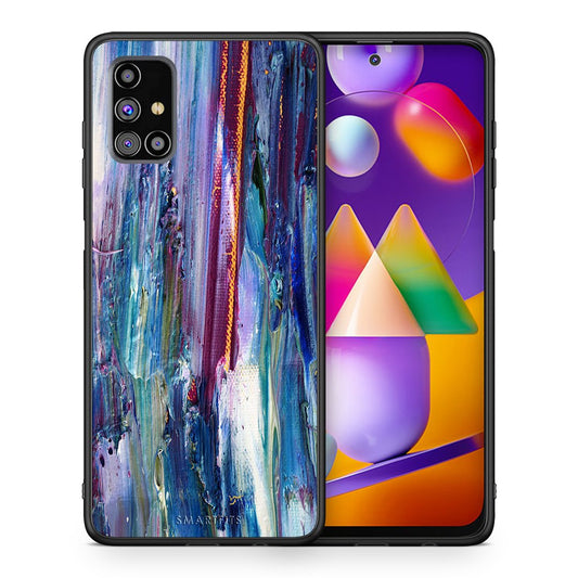 Θήκη Samsung M31s Winter Paint από τη Smartfits με σχέδιο στο πίσω μέρος και μαύρο περίβλημα | Samsung M31s Winter Paint case with colorful back and black bezels