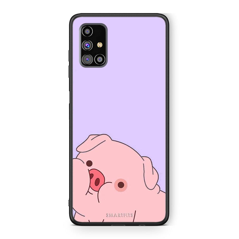 Samsung M31s Pig Love 2 Θήκη Αγίου Βαλεντίνου από τη Smartfits με σχέδιο στο πίσω μέρος και μαύρο περίβλημα | Smartphone case with colorful back and black bezels by Smartfits