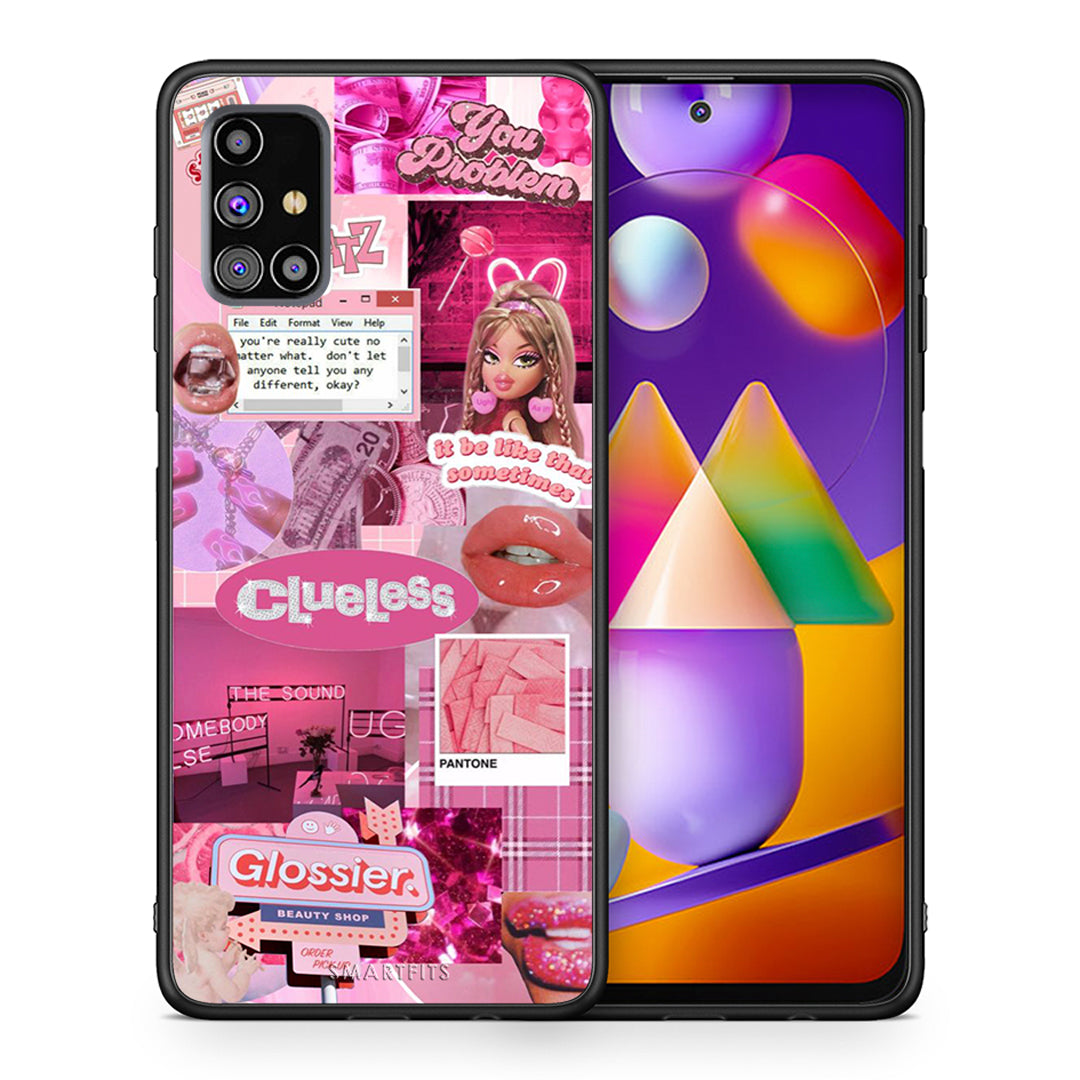 Θήκη Αγίου Βαλεντίνου Samsung M31s Pink Love από τη Smartfits με σχέδιο στο πίσω μέρος και μαύρο περίβλημα | Samsung M31s Pink Love case with colorful back and black bezels
