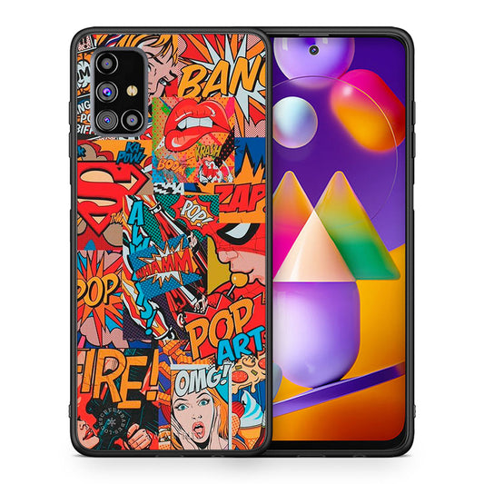Θήκη Samsung M31s PopArt OMG από τη Smartfits με σχέδιο στο πίσω μέρος και μαύρο περίβλημα | Samsung M31s PopArt OMG case with colorful back and black bezels