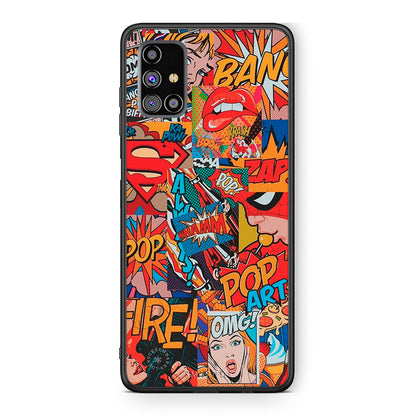 Samsung M31s PopArt OMG θήκη από τη Smartfits με σχέδιο στο πίσω μέρος και μαύρο περίβλημα | Smartphone case with colorful back and black bezels by Smartfits