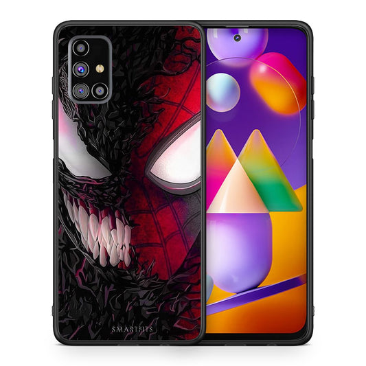 Θήκη Samsung M31s SpiderVenom PopArt από τη Smartfits με σχέδιο στο πίσω μέρος και μαύρο περίβλημα | Samsung M31s SpiderVenom PopArt case with colorful back and black bezels