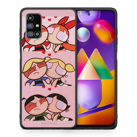 Θήκη Αγίου Βαλεντίνου Samsung M31s Puff Love από τη Smartfits με σχέδιο στο πίσω μέρος και μαύρο περίβλημα | Samsung M31s Puff Love case with colorful back and black bezels