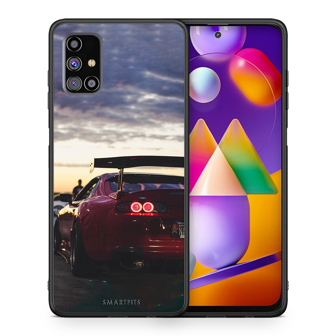 Θήκη Samsung M31s Racing Supra από τη Smartfits με σχέδιο στο πίσω μέρος και μαύρο περίβλημα | Samsung M31s Racing Supra case with colorful back and black bezels