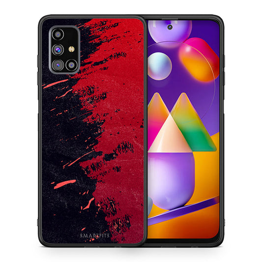 Θήκη Αγίου Βαλεντίνου Samsung M31s Red Paint από τη Smartfits με σχέδιο στο πίσω μέρος και μαύρο περίβλημα | Samsung M31s Red Paint case with colorful back and black bezels