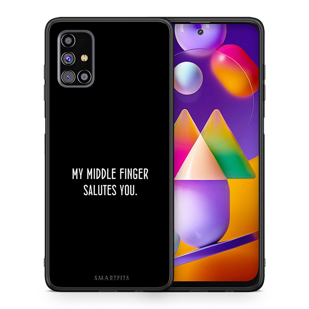 Θήκη Samsung M31s Salute από τη Smartfits με σχέδιο στο πίσω μέρος και μαύρο περίβλημα | Samsung M31s Salute case with colorful back and black bezels