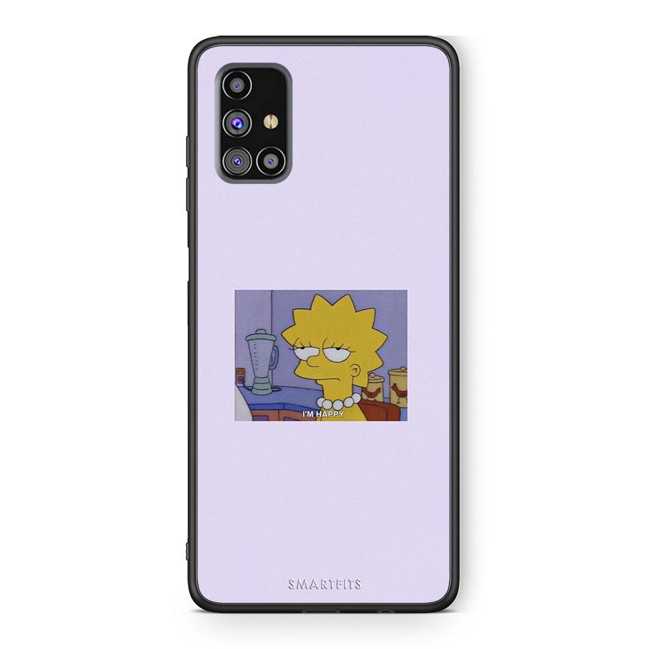 Samsung M31s So Happy θήκη από τη Smartfits με σχέδιο στο πίσω μέρος και μαύρο περίβλημα | Smartphone case with colorful back and black bezels by Smartfits