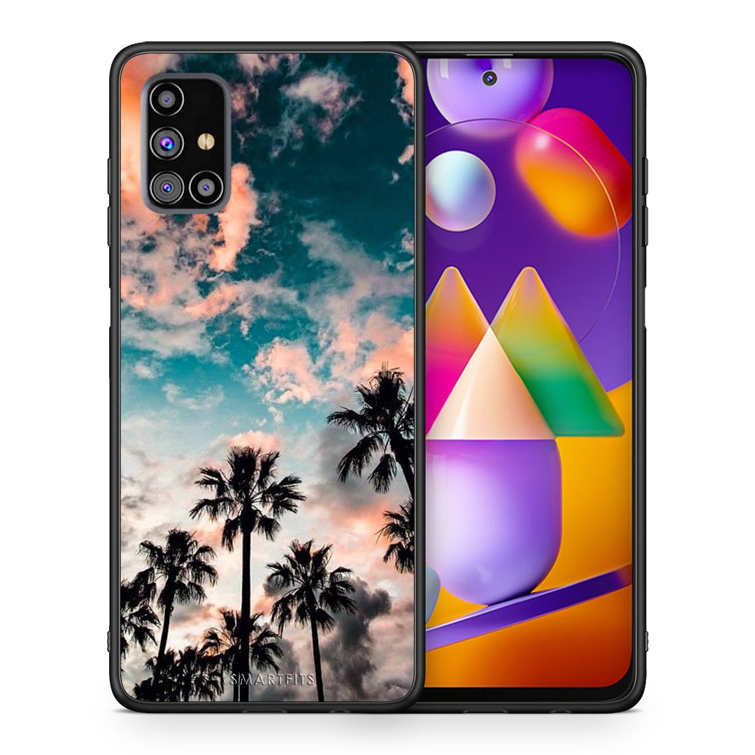Θήκη Samsung M31s Sky Summer από τη Smartfits με σχέδιο στο πίσω μέρος και μαύρο περίβλημα | Samsung M31s Sky Summer case with colorful back and black bezels