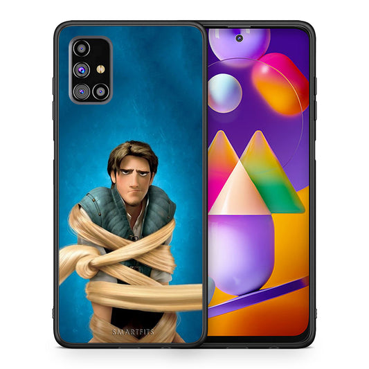 Θήκη Αγίου Βαλεντίνου Samsung M31s Tangled 1 από τη Smartfits με σχέδιο στο πίσω μέρος και μαύρο περίβλημα | Samsung M31s Tangled 1 case with colorful back and black bezels
