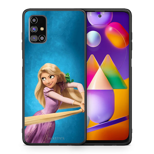 Θήκη Αγίου Βαλεντίνου Samsung M31s Tangled 2 από τη Smartfits με σχέδιο στο πίσω μέρος και μαύρο περίβλημα | Samsung M31s Tangled 2 case with colorful back and black bezels
