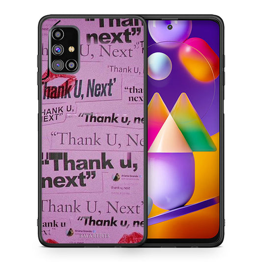 Θήκη Αγίου Βαλεντίνου Samsung M31s Thank You Next από τη Smartfits με σχέδιο στο πίσω μέρος και μαύρο περίβλημα | Samsung M31s Thank You Next case with colorful back and black bezels