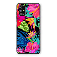 Thumbnail for Samsung M31s Tropical Flowers θήκη από τη Smartfits με σχέδιο στο πίσω μέρος και μαύρο περίβλημα | Smartphone case with colorful back and black bezels by Smartfits