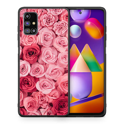 Θήκη Samsung M31s RoseGarden Valentine από τη Smartfits με σχέδιο στο πίσω μέρος και μαύρο περίβλημα | Samsung M31s RoseGarden Valentine case with colorful back and black bezels