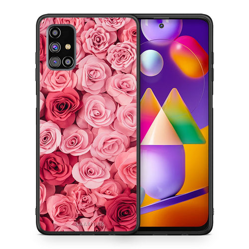 Θήκη Samsung M31s RoseGarden Valentine από τη Smartfits με σχέδιο στο πίσω μέρος και μαύρο περίβλημα | Samsung M31s RoseGarden Valentine case with colorful back and black bezels