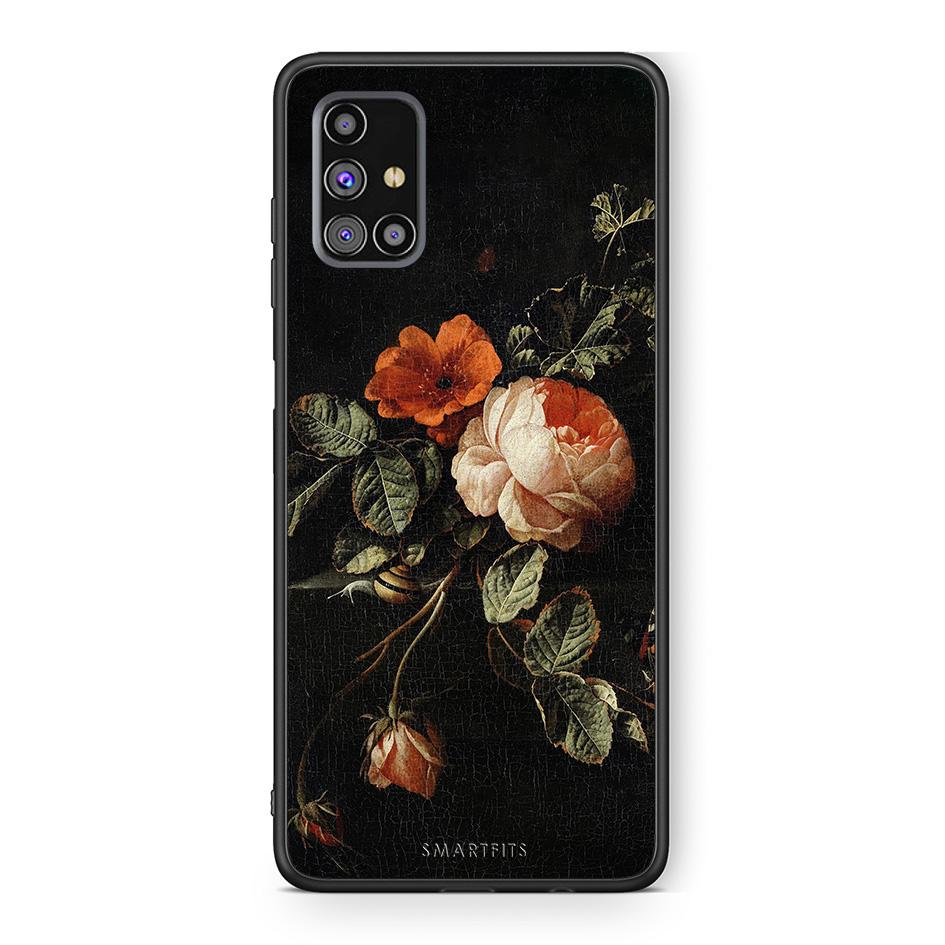 Samsung M31s Vintage Roses θήκη από τη Smartfits με σχέδιο στο πίσω μέρος και μαύρο περίβλημα | Smartphone case with colorful back and black bezels by Smartfits