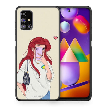 Θήκη Samsung M31s Walking Mermaid από τη Smartfits με σχέδιο στο πίσω μέρος και μαύρο περίβλημα | Samsung M31s Walking Mermaid case with colorful back and black bezels