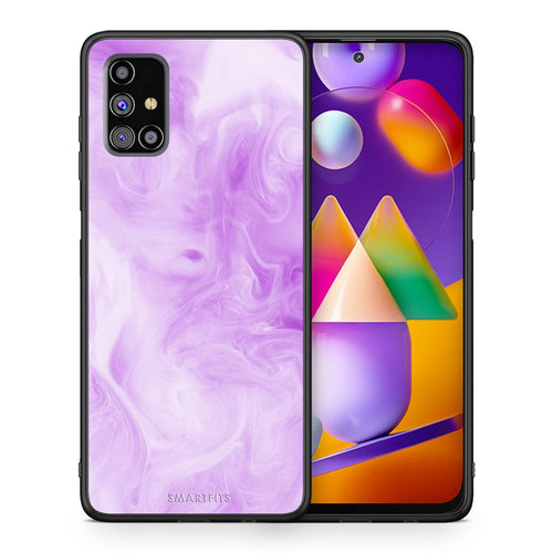 Θήκη Samsung M31s Lavender Watercolor από τη Smartfits με σχέδιο στο πίσω μέρος και μαύρο περίβλημα | Samsung M31s Lavender Watercolor case with colorful back and black bezels