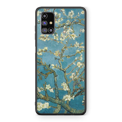Samsung M31s White Blossoms θήκη από τη Smartfits με σχέδιο στο πίσω μέρος και μαύρο περίβλημα | Smartphone case with colorful back and black bezels by Smartfits
