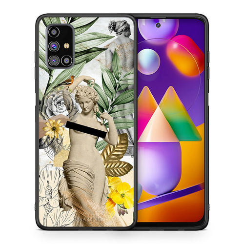 Θήκη Samsung M31s Woman Statue από τη Smartfits με σχέδιο στο πίσω μέρος και μαύρο περίβλημα | Samsung M31s Woman Statue case with colorful back and black bezels