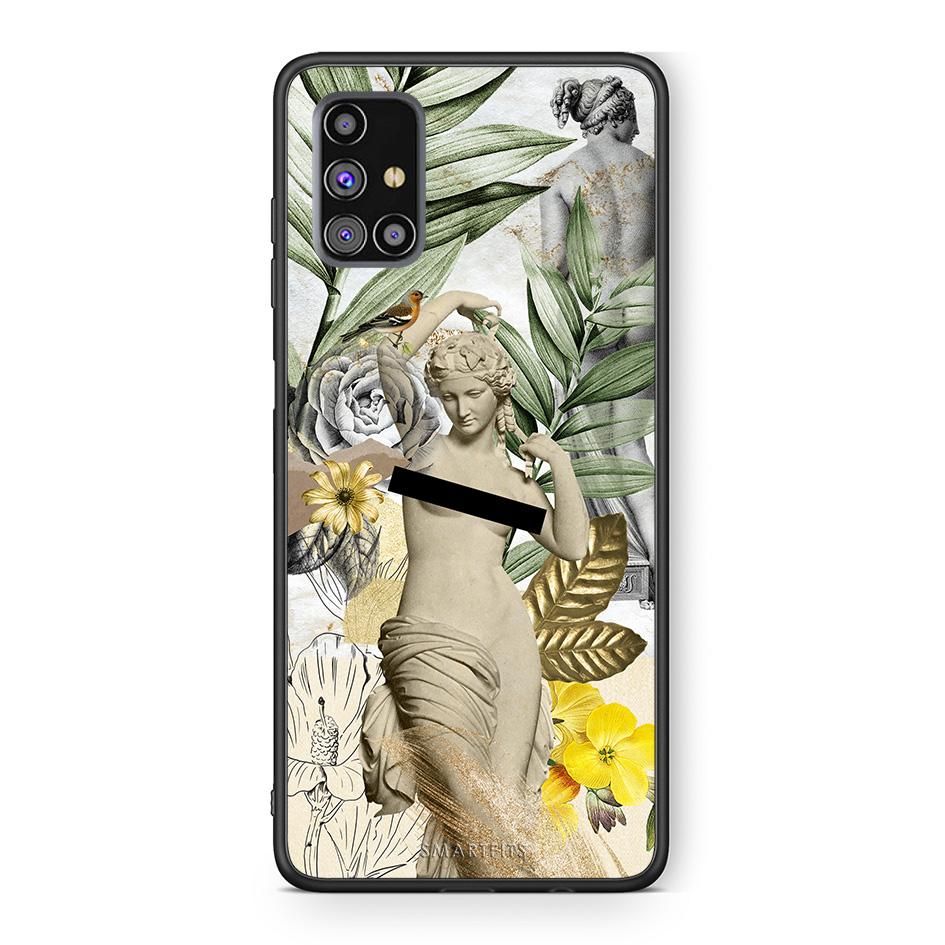 Samsung M31s Woman Statue θήκη από τη Smartfits με σχέδιο στο πίσω μέρος και μαύρο περίβλημα | Smartphone case with colorful back and black bezels by Smartfits