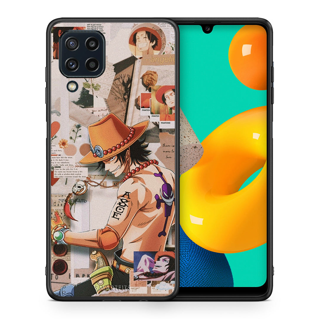 Θήκη Samsung M32 4G Anime Collage από τη Smartfits με σχέδιο στο πίσω μέρος και μαύρο περίβλημα | Samsung M32 4G Anime Collage case with colorful back and black bezels