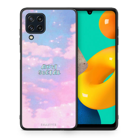 Θήκη Αγίου Βαλεντίνου Samsung M32 4G Anti Social από τη Smartfits με σχέδιο στο πίσω μέρος και μαύρο περίβλημα | Samsung M32 4G Anti Social case with colorful back and black bezels