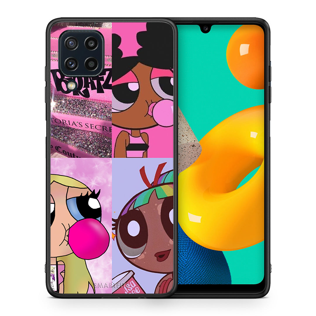 Θήκη Αγίου Βαλεντίνου Samsung M32 4G Bubble Girls από τη Smartfits με σχέδιο στο πίσω μέρος και μαύρο περίβλημα | Samsung M32 4G Bubble Girls case with colorful back and black bezels