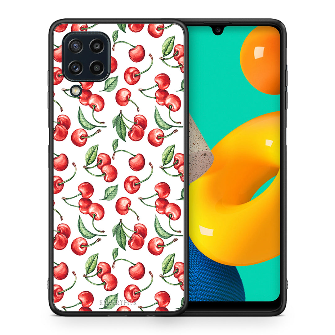 Θήκη Samsung M32 4G Cherry Summer από τη Smartfits με σχέδιο στο πίσω μέρος και μαύρο περίβλημα | Samsung M32 4G Cherry Summer case with colorful back and black bezels