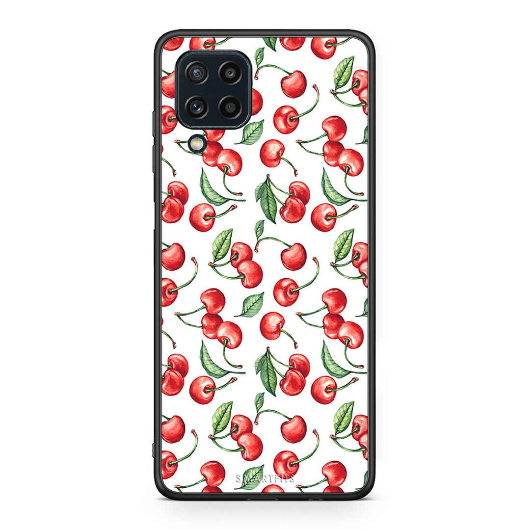 Samsung M32 4G Cherry Summer θήκη από τη Smartfits με σχέδιο στο πίσω μέρος και μαύρο περίβλημα | Smartphone case with colorful back and black bezels by Smartfits