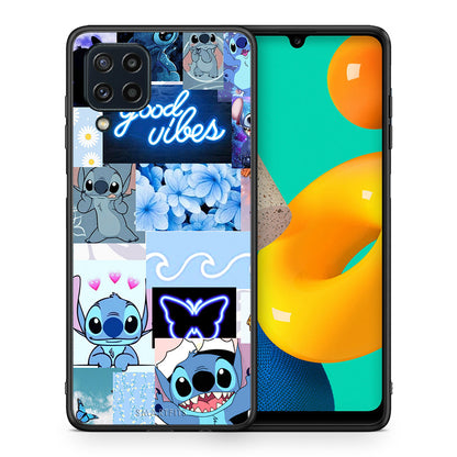 Θήκη Αγίου Βαλεντίνου Samsung M32 4G Collage Good Vibes από τη Smartfits με σχέδιο στο πίσω μέρος και μαύρο περίβλημα | Samsung M32 4G Collage Good Vibes case with colorful back and black bezels