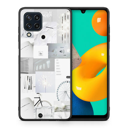 Θήκη Αγίου Βαλεντίνου Samsung M32 4G Collage Make Me Wonder από τη Smartfits με σχέδιο στο πίσω μέρος και μαύρο περίβλημα | Samsung M32 4G Collage Make Me Wonder case with colorful back and black bezels