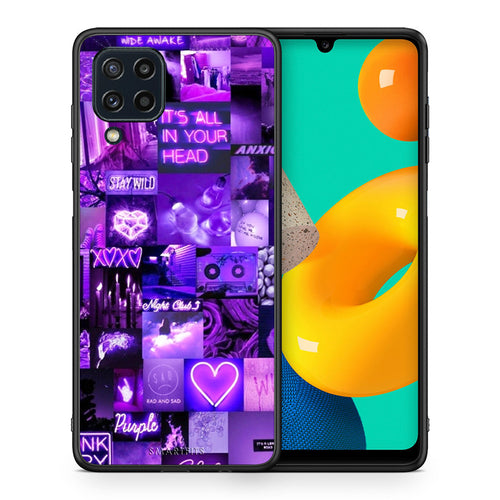 Θήκη Αγίου Βαλεντίνου Samsung M32 4G Collage Stay Wild από τη Smartfits με σχέδιο στο πίσω μέρος και μαύρο περίβλημα | Samsung M32 4G Collage Stay Wild case with colorful back and black bezels
