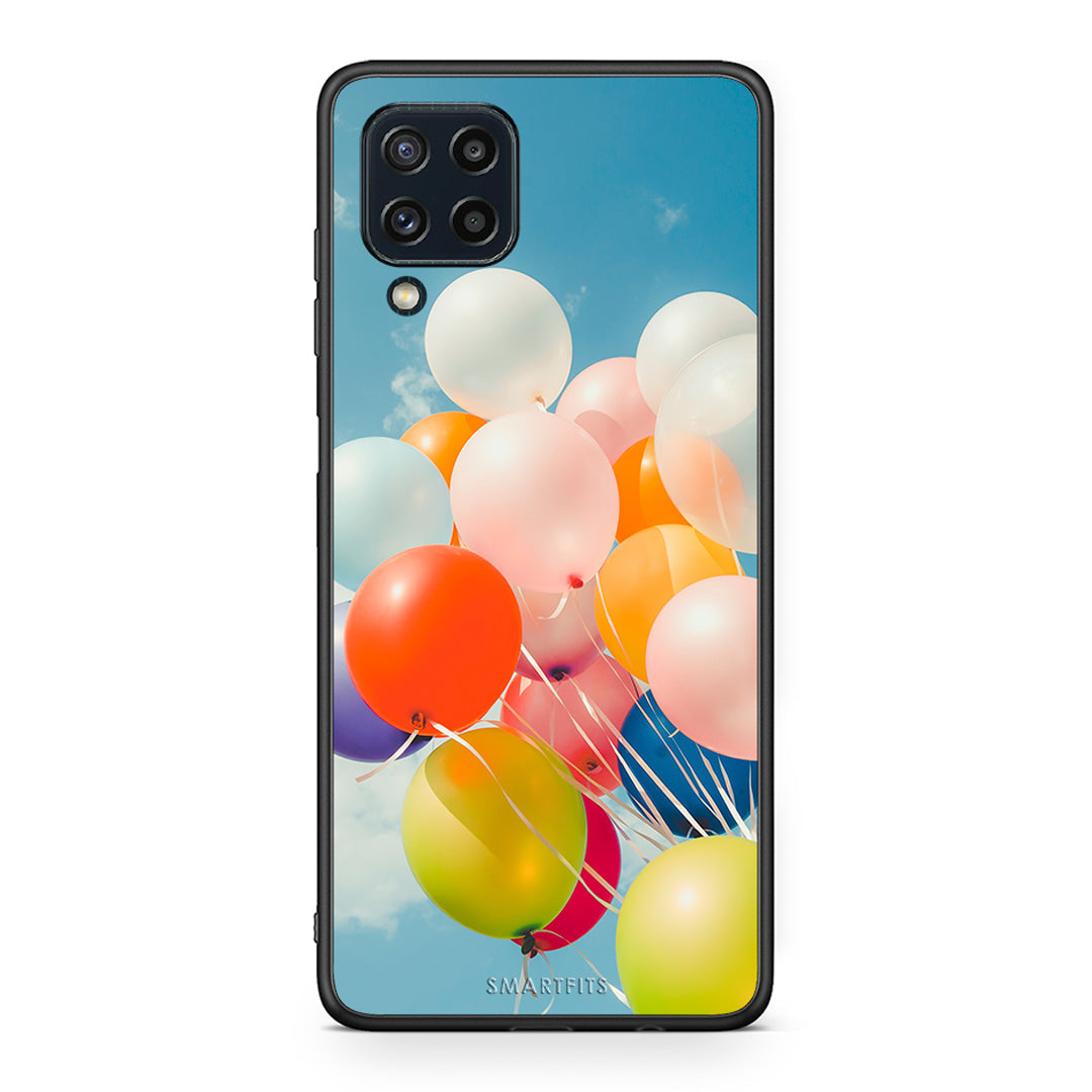 Samsung M32 4G Colorful Balloons θήκη από τη Smartfits με σχέδιο στο πίσω μέρος και μαύρο περίβλημα | Smartphone case with colorful back and black bezels by Smartfits