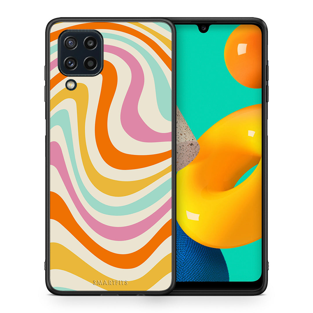 Θήκη Samsung M32 4G Colourful Waves από τη Smartfits με σχέδιο στο πίσω μέρος και μαύρο περίβλημα | Samsung M32 4G Colourful Waves case with colorful back and black bezels
