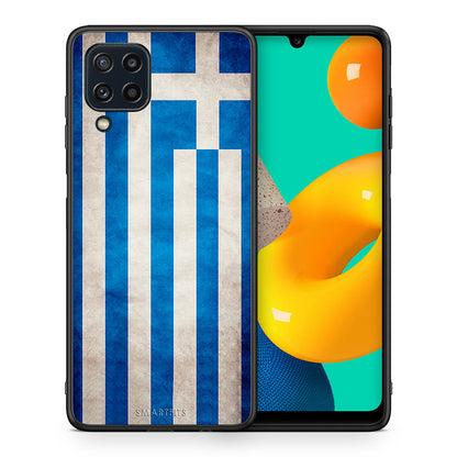 Θήκη Samsung M32 4G Greek Flag από τη Smartfits με σχέδιο στο πίσω μέρος και μαύρο περίβλημα | Samsung M32 4G Greek Flag case with colorful back and black bezels