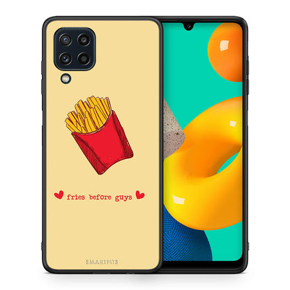 Θήκη Αγίου Βαλεντίνου Samsung M32 4G Fries Before Guys από τη Smartfits με σχέδιο στο πίσω μέρος και μαύρο περίβλημα | Samsung M32 4G Fries Before Guys case with colorful back and black bezels