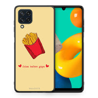 Thumbnail for Θήκη Αγίου Βαλεντίνου Samsung M32 4G Fries Before Guys από τη Smartfits με σχέδιο στο πίσω μέρος και μαύρο περίβλημα | Samsung M32 4G Fries Before Guys case with colorful back and black bezels