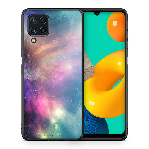 Θήκη Samsung M32 4G Rainbow Galaxy από τη Smartfits με σχέδιο στο πίσω μέρος και μαύρο περίβλημα | Samsung M32 4G Rainbow Galaxy case with colorful back and black bezels