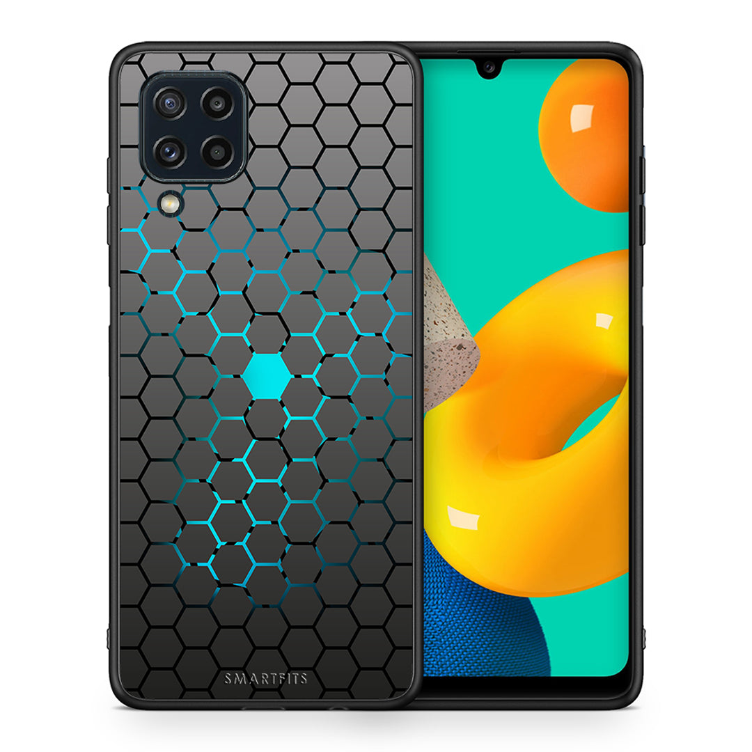 Θήκη Samsung M32 4G Hexagonal Geometric από τη Smartfits με σχέδιο στο πίσω μέρος και μαύρο περίβλημα | Samsung M32 4G Hexagonal Geometric case with colorful back and black bezels