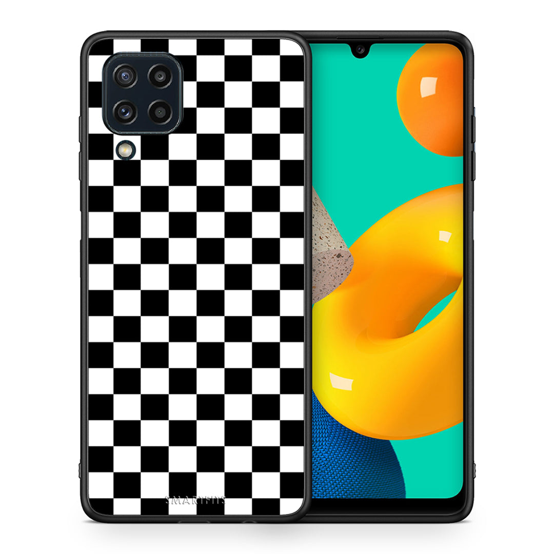 Θήκη Samsung M32 4G Squares Geometric από τη Smartfits με σχέδιο στο πίσω μέρος και μαύρο περίβλημα | Samsung M32 4G Squares Geometric case with colorful back and black bezels
