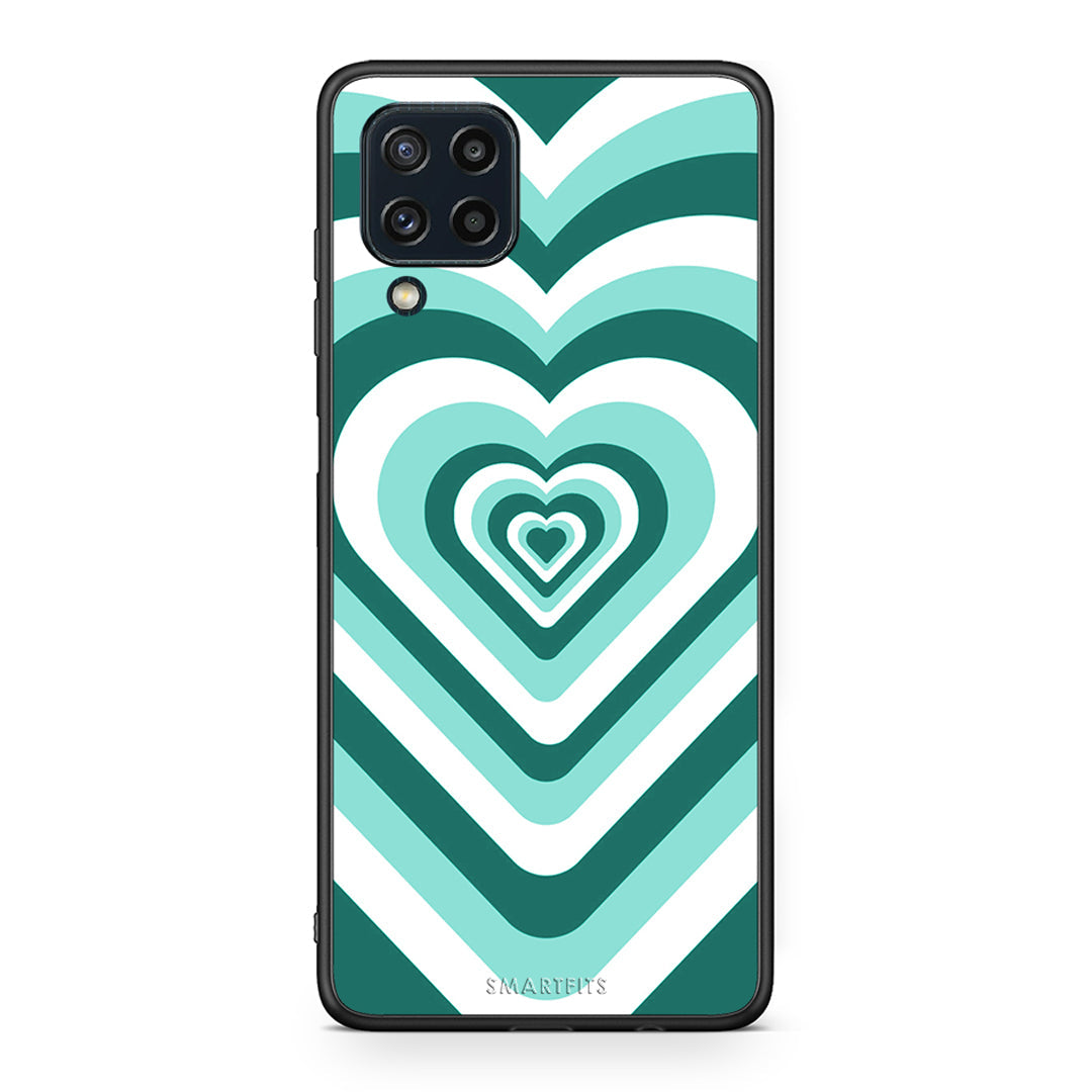 Samsung M32 4G Green Hearts θήκη από τη Smartfits με σχέδιο στο πίσω μέρος και μαύρο περίβλημα | Smartphone case with colorful back and black bezels by Smartfits