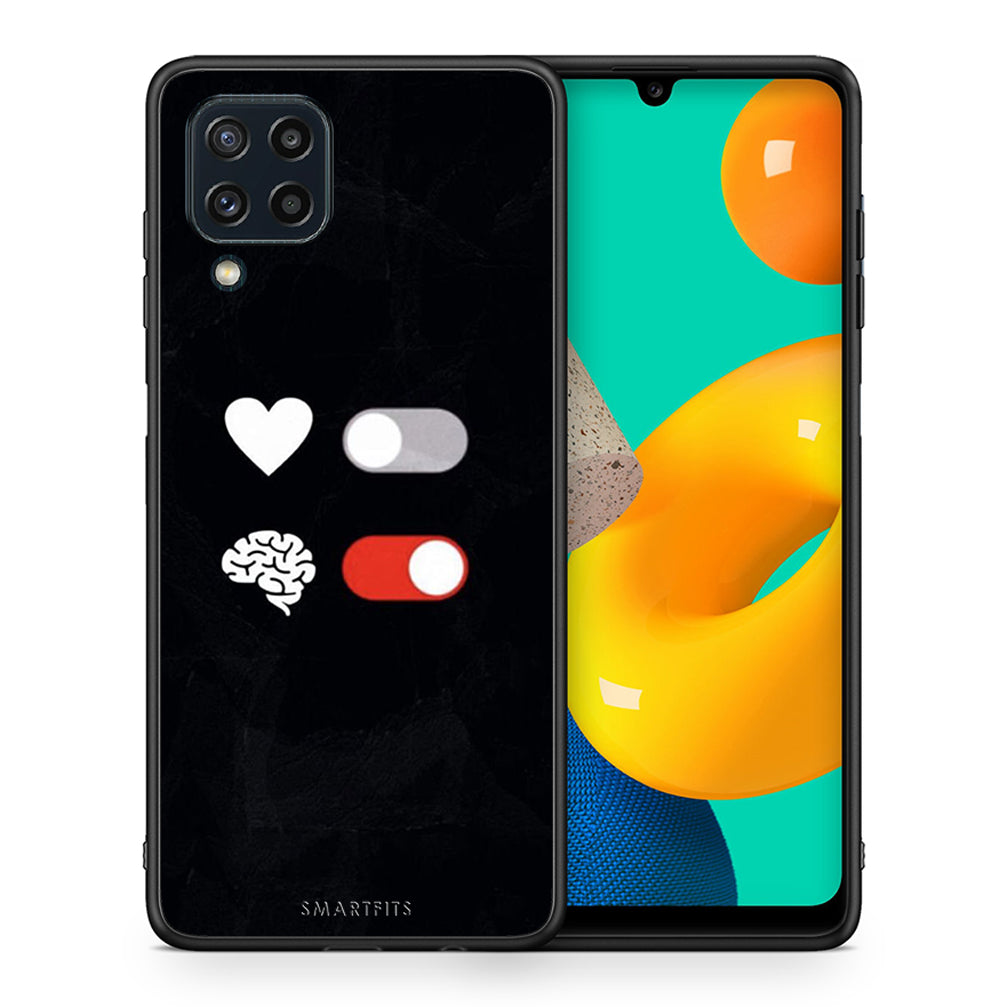 Θήκη Αγίου Βαλεντίνου Samsung M32 4G Heart Vs Brain από τη Smartfits με σχέδιο στο πίσω μέρος και μαύρο περίβλημα | Samsung M32 4G Heart Vs Brain case with colorful back and black bezels