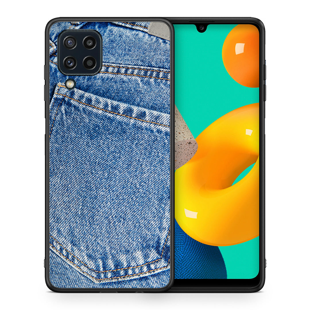 Θήκη Samsung M32 4G Jeans Pocket από τη Smartfits με σχέδιο στο πίσω μέρος και μαύρο περίβλημα | Samsung M32 4G Jeans Pocket case with colorful back and black bezels